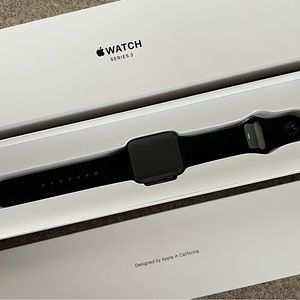 Apple Watch 3 series GPS 38mm Space Grey Aluminum Black Sport Band New In Box